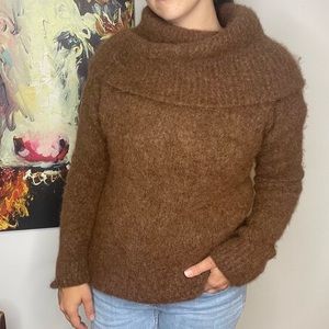 Banana Republic Oversized Cowl Neck Alpaca Blend Brown Sweater Size Large